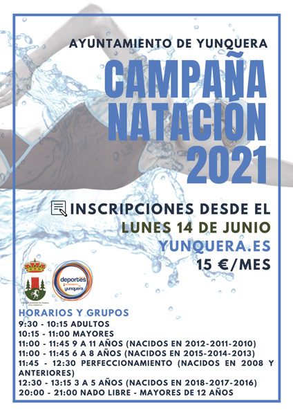 Campaña natación 2021 - Plazo de inscripciones y comienzo de clases