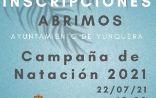 Inscripciones de natación 2021 para el mes de agosto, en la campaña de natación de Yunquera 2021