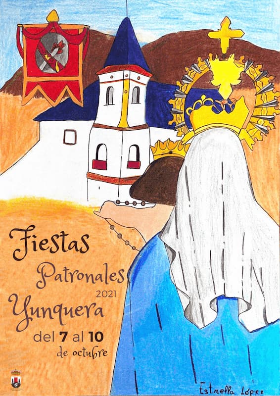 Cartel que anuncia las fiestas patronales de Yunquera del año 2021
