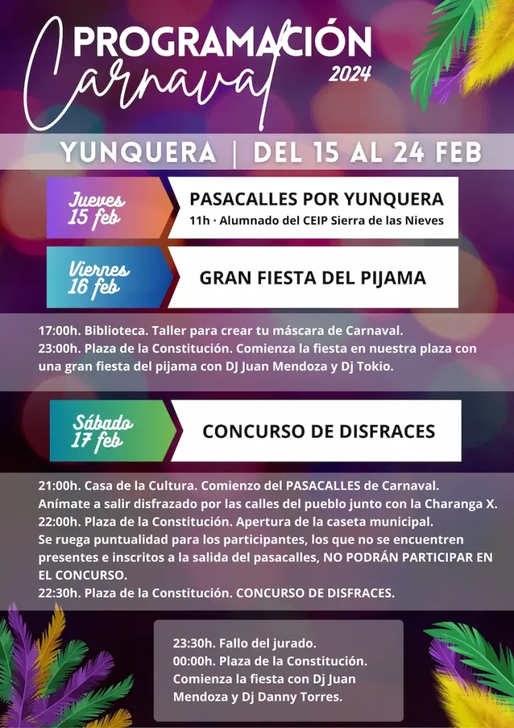 Programación Carnaval de Yunquera 2024 - página 1