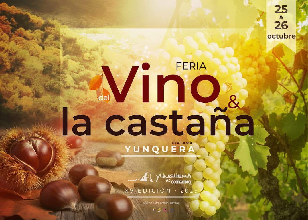 Cartel Feria del Vino y la Castaña Yunquera 2025 -Castañas y uvas