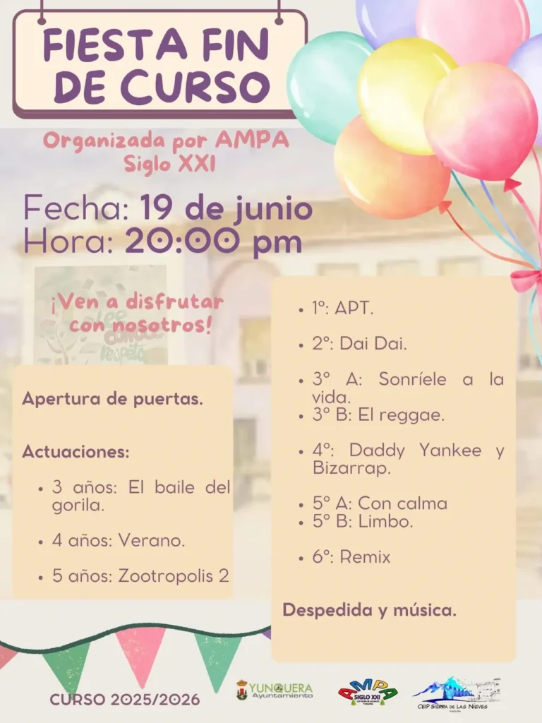Fiesta de fin de curso CEIP Sierra de las Nieves 2026