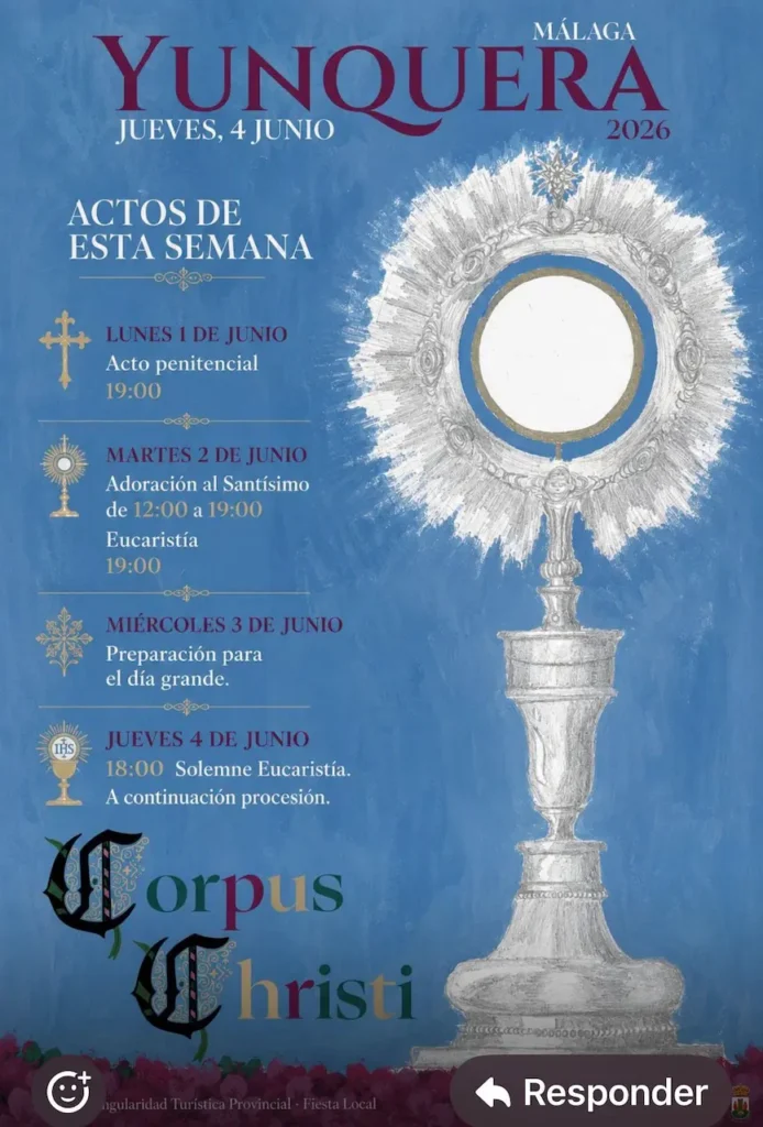 Programa del Corpus Christi 2026 en Yunquera