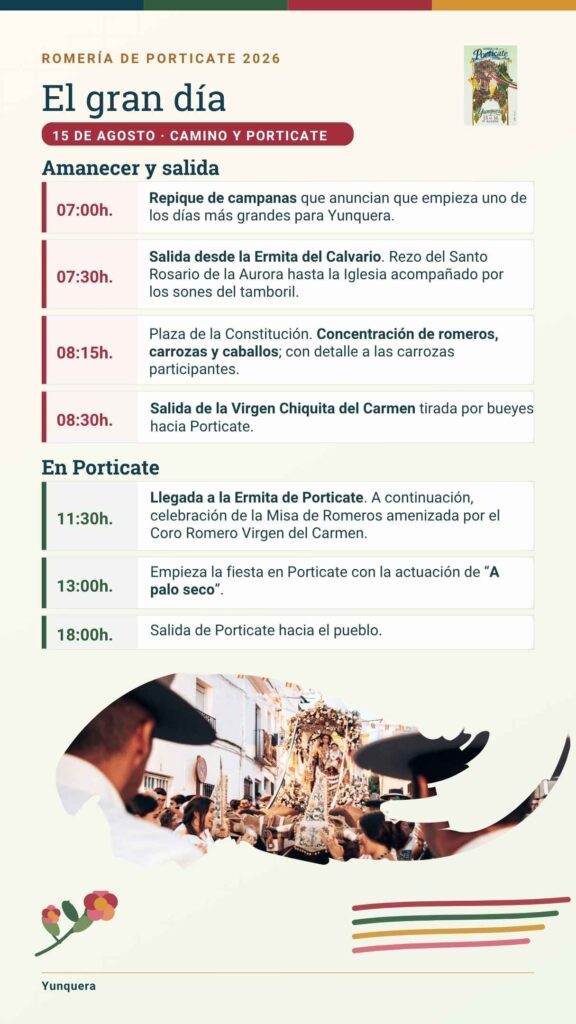 Programación Romería de Porticate 2026 - Sábado 15 Camino y Porticate